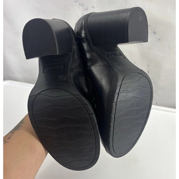 Y2K 90s Vintage Bongo Block Heel Platform Loafers Blk Leather Chunky 8.5 Grunge - Picture 6 of 15